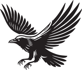 Crow vector in black and white