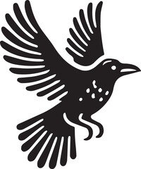 Crow vector in black and white
