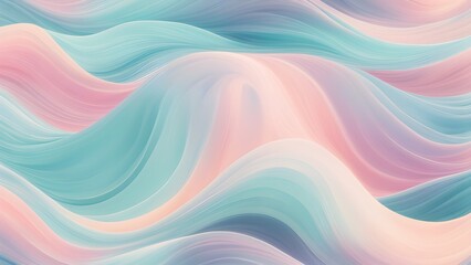 Abstract pastel-colored wavy background with flowing, smooth lines in shades of pink, blue, and white.