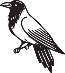 Obraz premium Crow vector in black and white