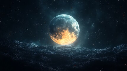 Fototapeta premium Moon's Glow Over Still Evening Waters