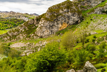 Route to Covadonga, Lakes, Mountains, Cangas de Onis, Asturias, Picos de Europa, Spain