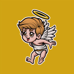 Cupid God of Love Is Amazed Mascot Vector Illustration is perfect for your brand business