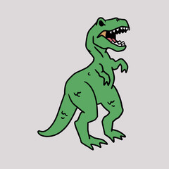 Obraz premium Vector Cartoon Illustration of a Green T-Rex Dinosaur