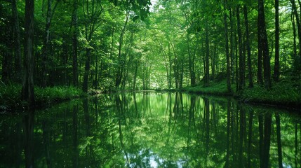 Magical Forest River at Daytime
