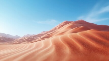Fototapeta premium A desert landscape with sand dunes and mountains in the background