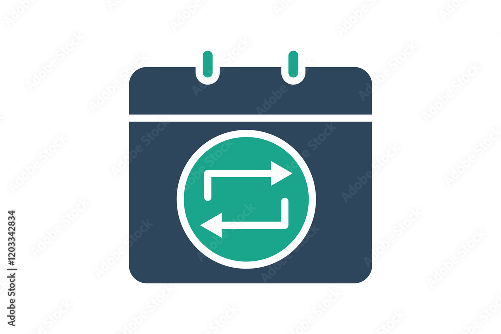 Poster recurring icon. solid icon style. icon related to notification, time and date. time elements vector 