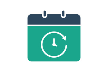 Deadline icon. solid icon style. calendar with arrow. icon related to time and date. time elements vector illustration