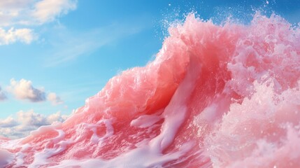 A large pink wave in the middle of a blue sky
