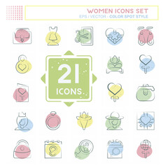 Icon Set Women. related to Celebration symbol. Color Spot Style. design editable
