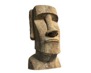 Moai statue, ancient stone sculpture, isolated on transparency background, representing cultural heritage and history. This iconic figure evokes sense of mystery and wonder