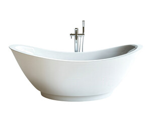 modern, elegant bathtub with sleek design, perfect for relaxation and comfort. This freestanding tub features smooth, white finish and stylish faucet, ideal for contemporary bathrooms