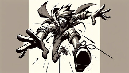 Dynamic Ninja Character in Action Pose