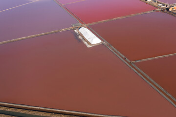 Aerial view of salt evaporation ponds near to Burgas, Bulgaria