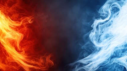 Fototapeta premium fire and blue smoke on a black background