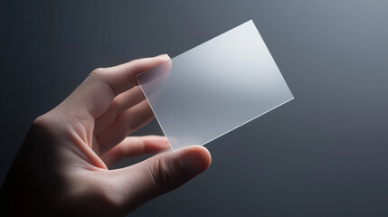 A hand holding a clear plastic card