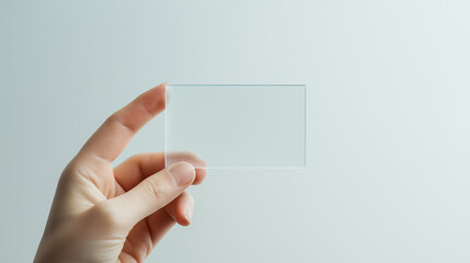 A hand holding a clear plastic card