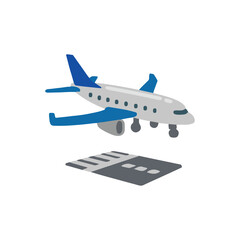 3d Airplane arriving vector illustration.
