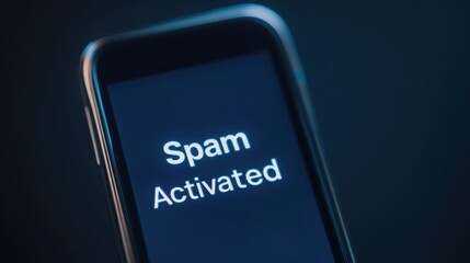 A smartphone screen displays the message "Spam Activated," highlighting a potential issue with unwanted notifications or messages.