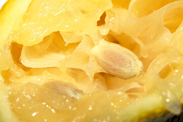 Close Up of Squeezed Crushed Citrus Lemon Fruit For Juice