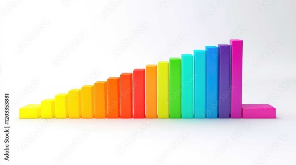 Poster colorful blocks arranged in a vibrant gradient, forming an ascending staircase pattern against a cle