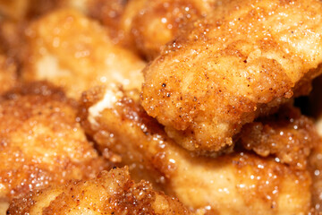 Fried Chicken Pieces With Seasoned Batter Close Up