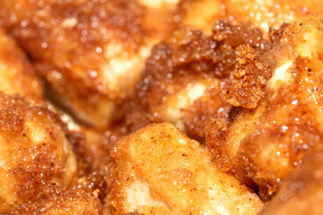 Fried Chicken Pieces With Seasoned Batter Close Up