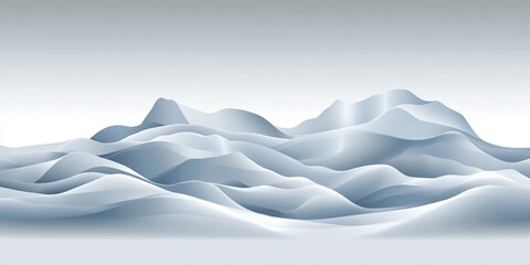 Fototapeta premium Abstract Serene Blue Mountain Landscape Smooth Wavy Hills Digital Art Background