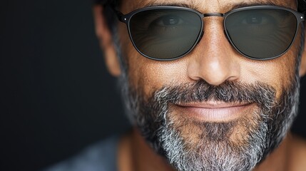 A man with a beard wearing a pair of sunglasses