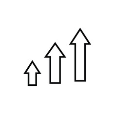 arrow icon. up arrow symbol on white background. has the effect of strengthening, rising, progressive, increasing. Line design style. vector design template