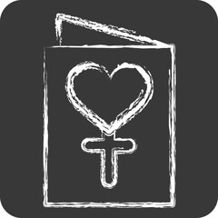 Icon Greeting Card. related to Women symbol. chalk Style. design editable