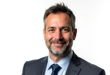 Middle aged businessman on white studio background