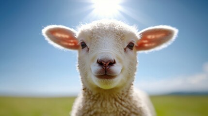 Obraz premium A close up of a white lamb looking at the camera