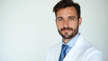 Male pharmacist on white studio background