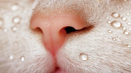 Fototapeta premium A close up of a dog's nose with water droplets on it