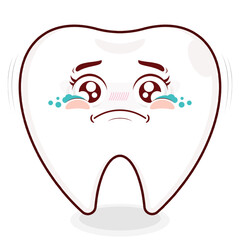 tooth scared face cartoon cute