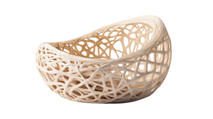 A fresh banana and slices on a white tray with a bowl of chips, cup, and other fruits, placed on a wooden table