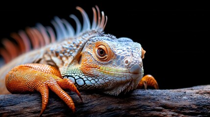 Fototapeta premium An iguana is sitting on a tree branch
