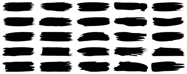 Brush strokes, set isolated on background, grunge design element, dirt banner, watercolor design, dirty texture. Trendy brush stroke, isolated on white background.
