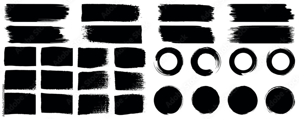 Poster set of vector paint brush stroke, ink splatter, grunge line and artistic design elements. grunge lin