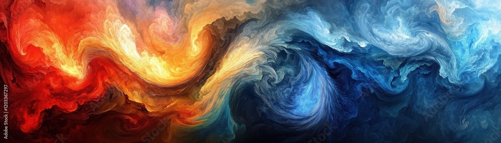 Poster dynamic abstract painting, seamless blend of vivid colors in captivating visual display
