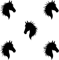 Dynamic silhouette of horses artistic display, isolate white background