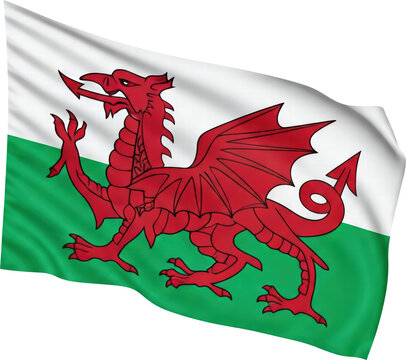 Waving flag of Galles, national symbol