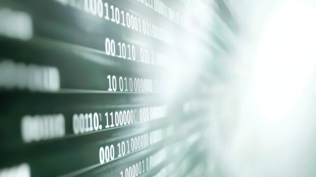 Binary code on computer screen, visual representation of digital data
