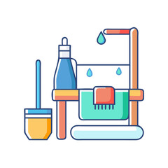 paintbrush washing station icon, paintbrush washing station vector illustration-simple illustration of paintbrush washing station, perfect for paintbrush washing station logos and icons