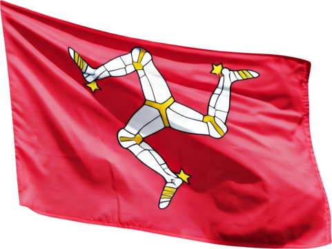 Waving flag of Man Island, national symbol