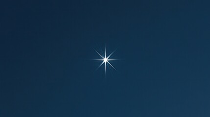 Bright Star Shining in a Clear Night Sky with Minimalist Dark Blue Background and Radiant Light Effect