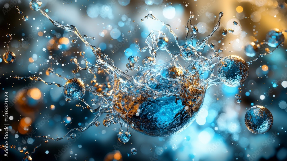 Poster dynamic water splash artistry abstract setting high-definition imagery vibrant colors aesthetic comp