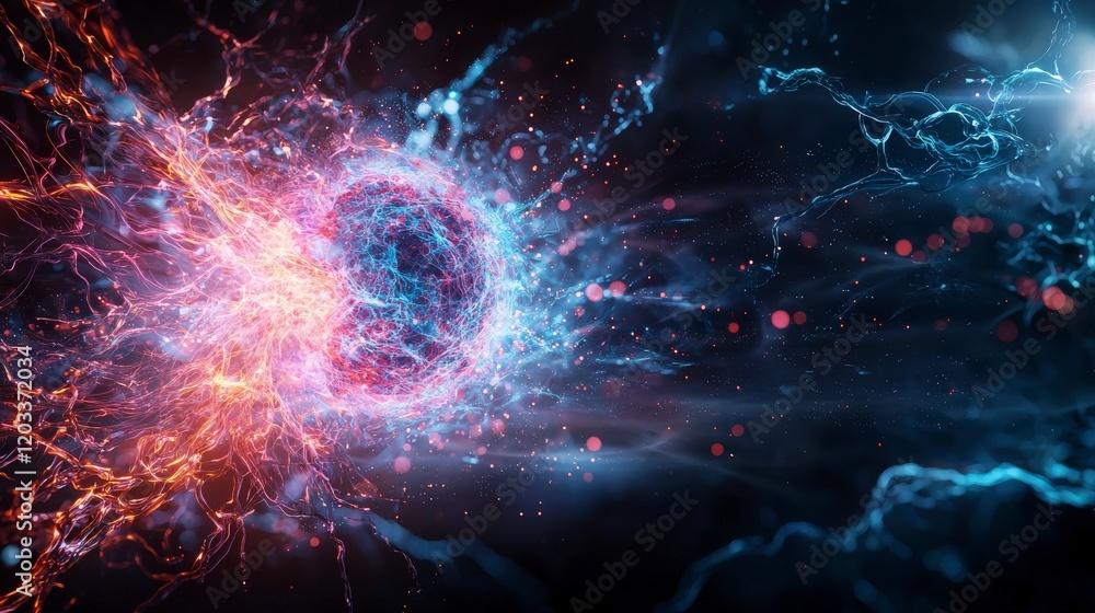 Aufkleber Digital energy explosion abstract sci-fi concept high-tech environment vivid colors dynamic viewpoint memory retention