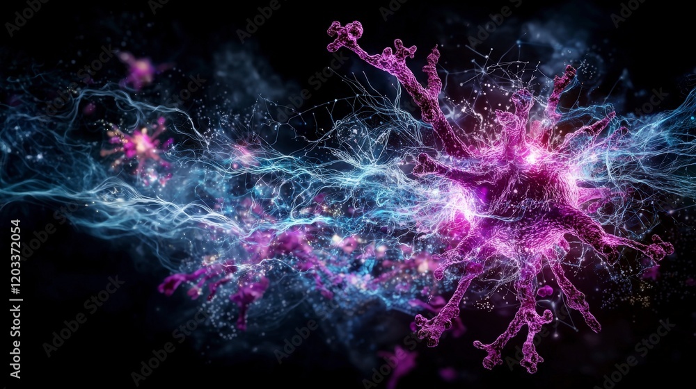 Aufkleber digital systems breathing life exploring interconnected neurons in a vibrant cosmic network